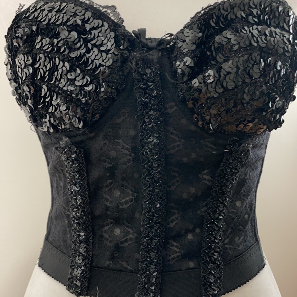 Black Sequin Bustier Top Halloween Costume
